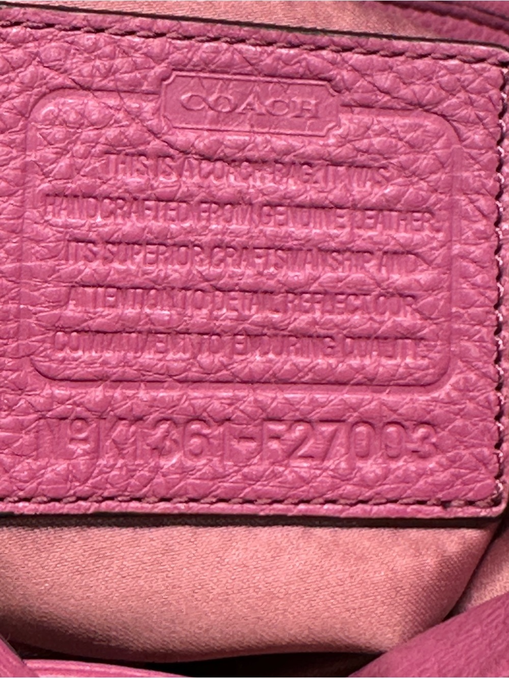 Coach Avery Fuchsia Pebbled Leather Drawstring Bucket Bag - Picture 14 of 15